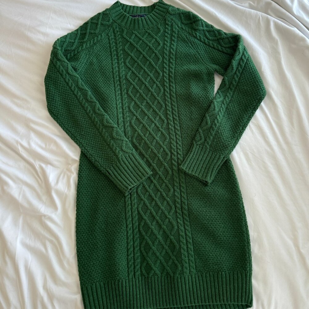 Green Cable Knit Sweater Dress (Evergreen Knit Sweater Dress)